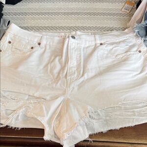 American Eagle Outfitters White Frayed Jean Shorts